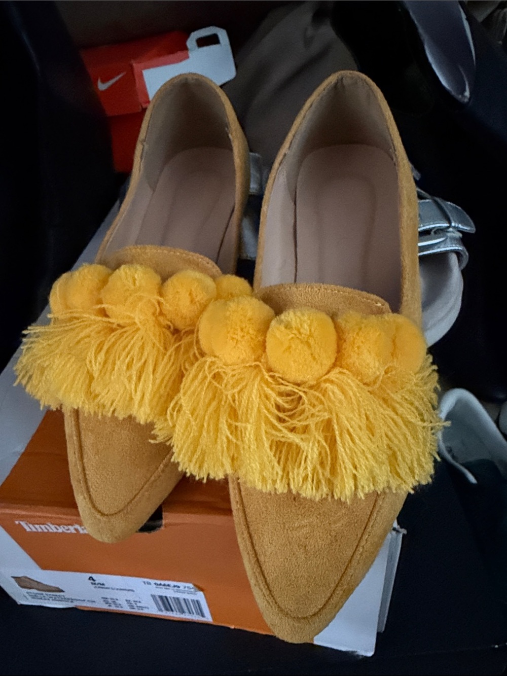 Timberland Yellow Suede Pom-Pom Tassel Loafers - Women